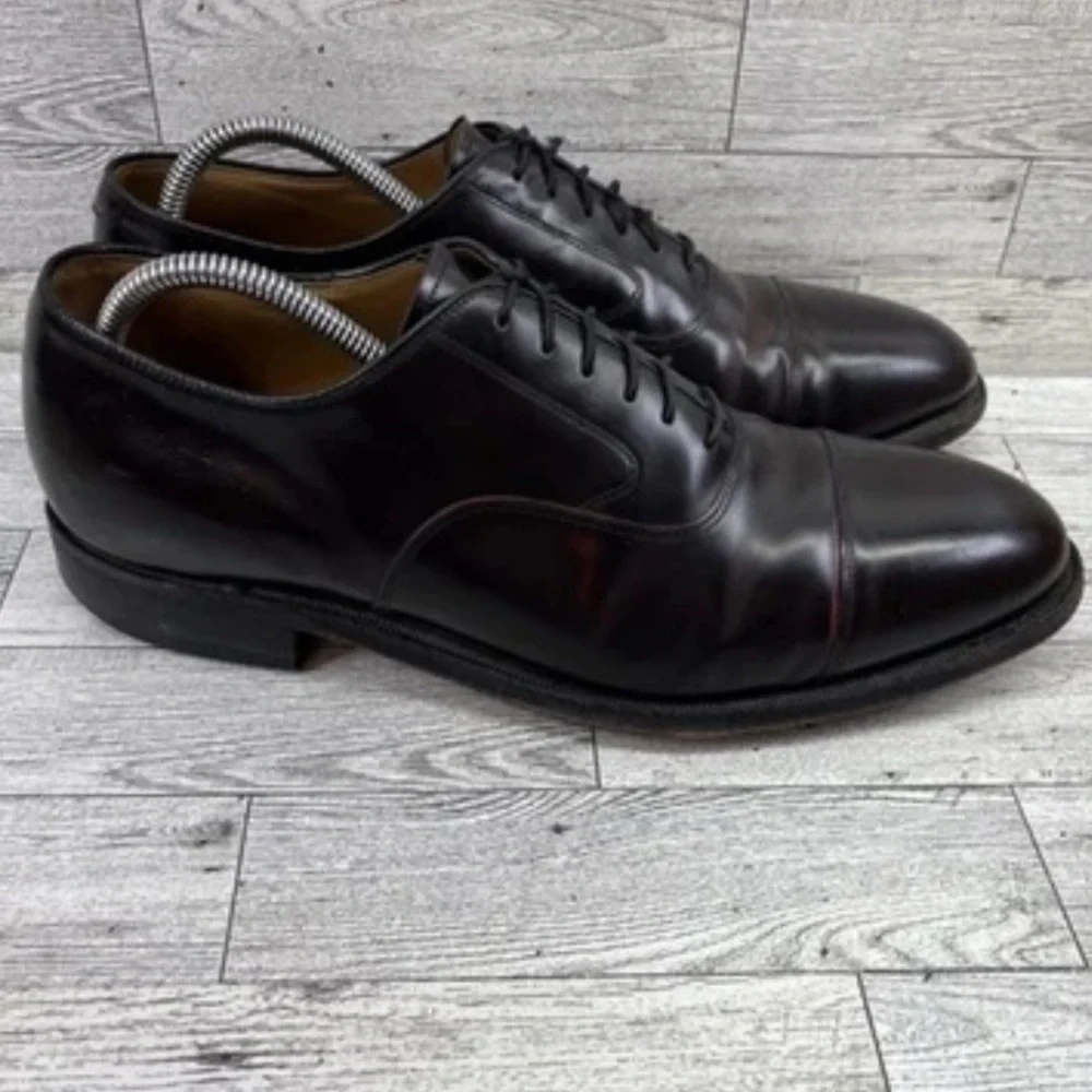 Johnston Murphy Oxblood Leather Cap Toe Dress Shoes 22-02985 Men Size 10D - Picture 7 of 8